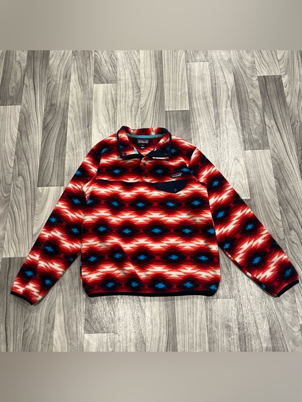 SIZE SMALL WOMENS PATAGONIA SYNCHILLA SNAP FLEECE PULLOVER RED WILD DESERT AZTEC